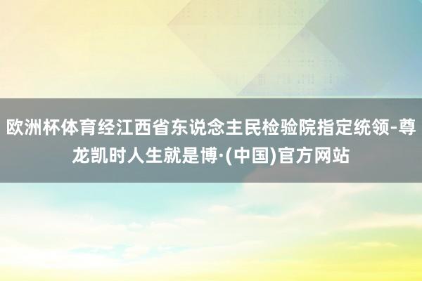 欧洲杯体育经江西省东说念主民检验院指定统领-尊龙凯时人生就是博·(中国)官方网站