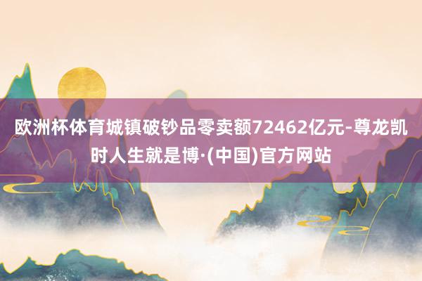 欧洲杯体育城镇破钞品零卖额72462亿元-尊龙凯时人生就是博·(中国)官方网站